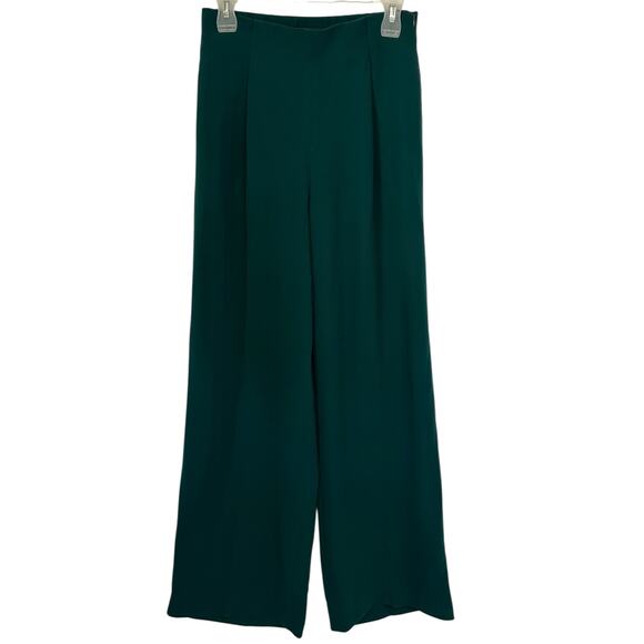 J. Crew Wide Leg Pleated Pant in Matte Crepe Emerald Green H2815 Size 2 - Picture 4 of 12